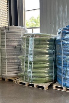 Rubber hose on pallet